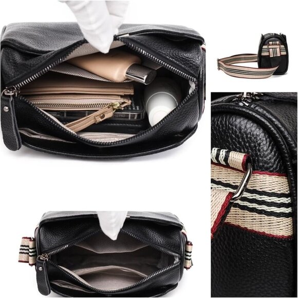 Trendy Medium Crossbody Purse in Full Grain Leather - Versatile & Stylish 8.8 in - Picture 5 of 5